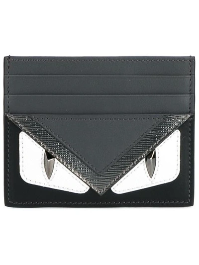 Fendi Black & Grey 'bag Bugs' Card Holder In Na