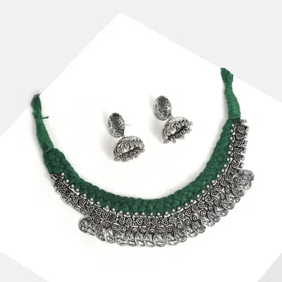 Sohi Women's Coin Jewellery Set In Green