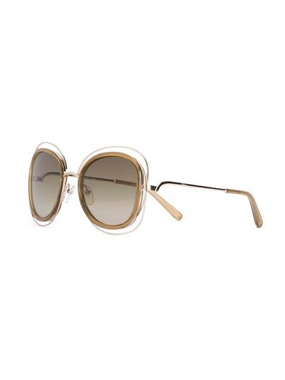 Shop Chloé 'carlina' Sunglasses In Metallic