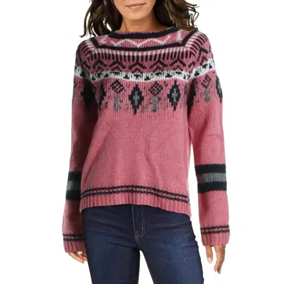 John & Jenn Helga Womens Geometric Knit Sweater In Multi