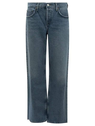 Agolde Wide Leg Jeans In Blue