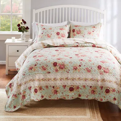 Breebe Antique Rose Blue Quilt Set
