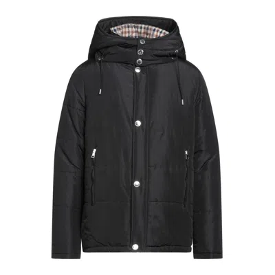 Aquascutum Elegant Black Jacket With Removable Hood In Black