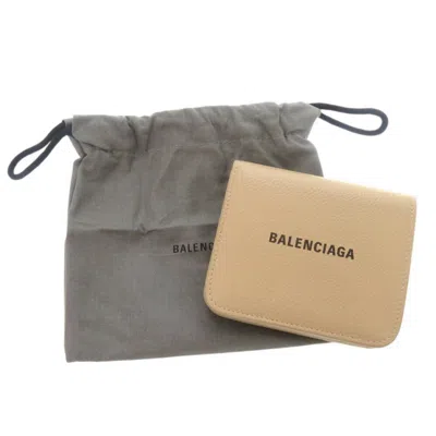 Pre-owned Balenciaga Beige Leather Wallet (bi-fold) () In Sand