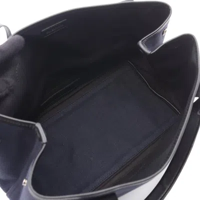 Pre-owned Balenciaga Black Navy Canvas Leather Pouch Tote Bag () In Multi