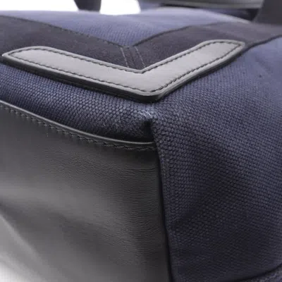 Pre-owned Balenciaga Black Navy Canvas Leather Pouch Tote Bag () In Multi