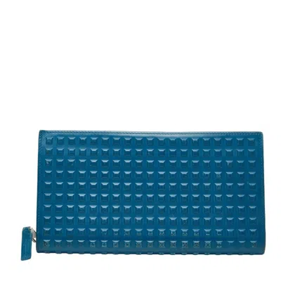 Pre-owned Balenciaga Blue Leather Long Wallet (bi-fold) ()