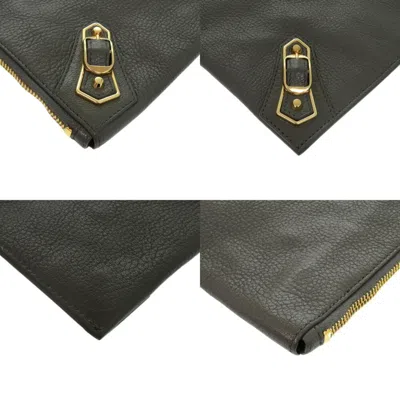 Pre-owned Balenciaga Gray Leather Leather Clutch Bag ()