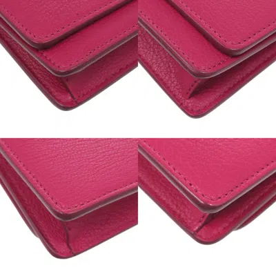 Pre-owned Balenciaga Pink Pink Red Leather Chain/shoulder Wallet ()