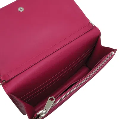 Pre-owned Balenciaga Pink Pink Red Leather Chain/shoulder Wallet ()