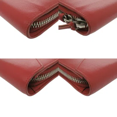 Pre-owned Balenciaga Red Color Leather Long Wallet (bi-fold) ()
