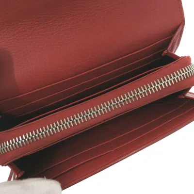 Pre-owned Balenciaga Red Color Leather Long Wallet (bi-fold) ()