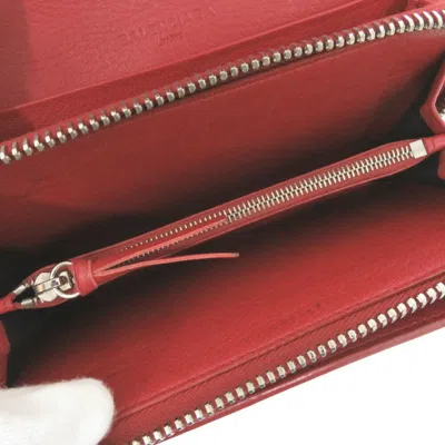 Pre-owned Balenciaga Red Color Leather Long Wallet (bi-fold) ()