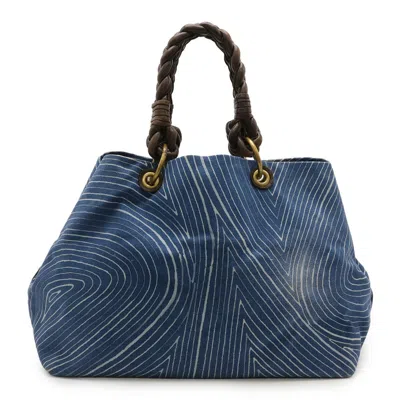 Pre-owned Bottega Veneta Blue Canvas Leather Shoulder Bag Tote Bag ()