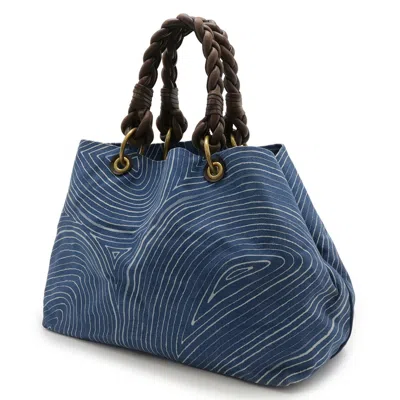 Pre-owned Bottega Veneta Blue Canvas Leather Shoulder Bag Tote Bag ()