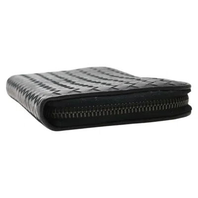 Pre-owned Bottega Veneta Intrecciato Black Leather Long Wallet (bi-fold) ()