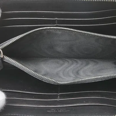 Pre-owned Bottega Veneta Intrecciato Black Leather Long Wallet (bi-fold) ()