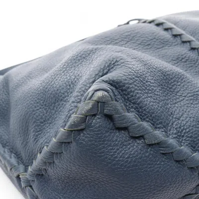 Pre-owned Bottega Veneta Intrecciato Blue Leather Shoulder Bag ()
