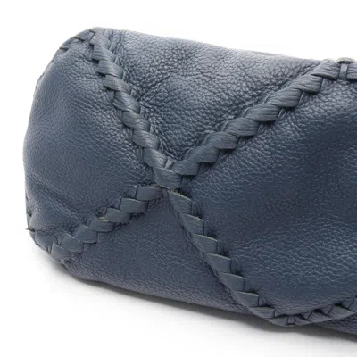 Pre-owned Bottega Veneta Intrecciato Blue Leather Shoulder Bag ()