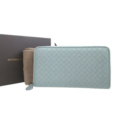 Pre-owned Bottega Veneta Light Blue Leather Long Wallet (bi-fold) ()