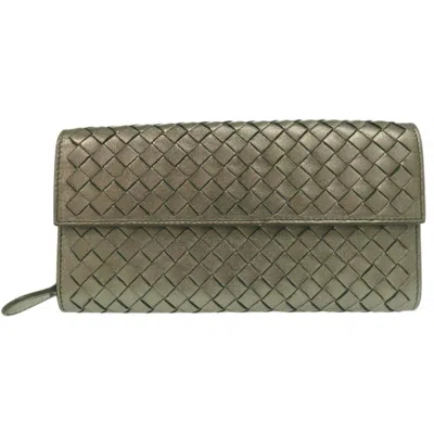 Pre-owned Bottega Veneta Metallic Brown Leather Long Wallet (bi-fold) ()