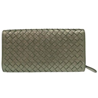 Pre-owned Bottega Veneta Metallic Brown Leather Long Wallet (bi-fold) ()