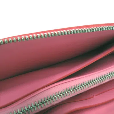 Pre-owned Bottega Veneta Pink Red Color Leather Long Wallet (bi-fold) () In Multi
