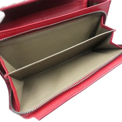 Pre-owned Bottega Veneta Red Color Intrecciato Long Wallet (bi-fold) ()