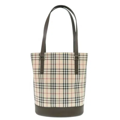 Pre-owned Burberry Beige Brown Cotton Handbag Tote Bag () In Multi
