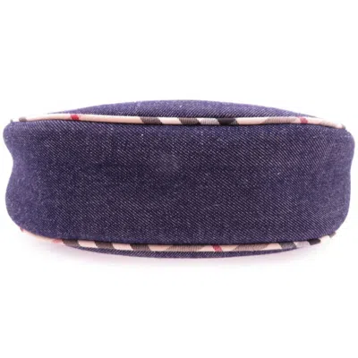 Pre-owned Burberry Beige Navy Denim Leather Shoulder Bag () In Multi