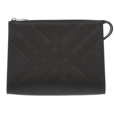 Pre-owned Burberry Black Leather Clutch Bag Pouch ()