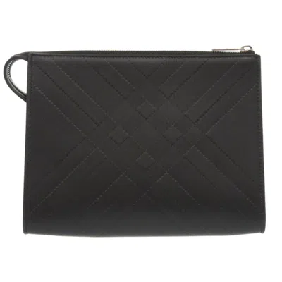 Pre-owned Burberry Black Leather Clutch Bag Pouch ()