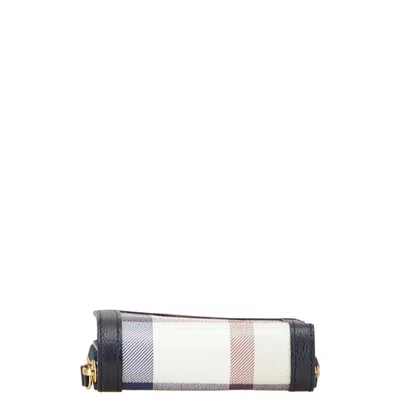 Pre-owned Burberry Blue Multi-color Navy Leather Wallet (bi-fold) ()