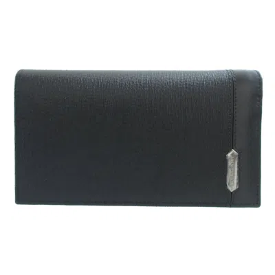 Pre-owned Bvlgari Black Leather Long Wallet (bi-fold) ()