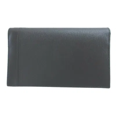 Pre-owned Bvlgari Black Leather Long Wallet (bi-fold) ()