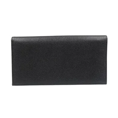 Pre-owned Bvlgari Black Leather Long Wallet (bi-fold) ()