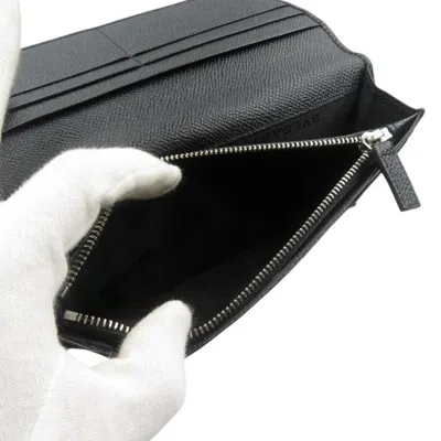 Pre-owned Bvlgari Black Leather Long Wallet (bi-fold) ()