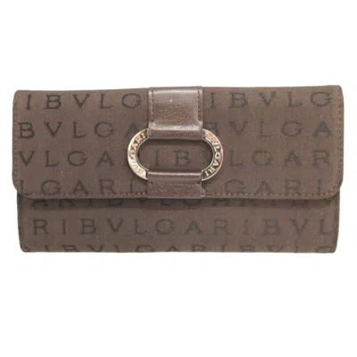 Pre-owned Bvlgari Brown Canvas Long Wallet (bi-fold) ()