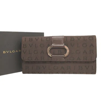 Pre-owned Bvlgari Brown Canvas Long Wallet (bi-fold) ()