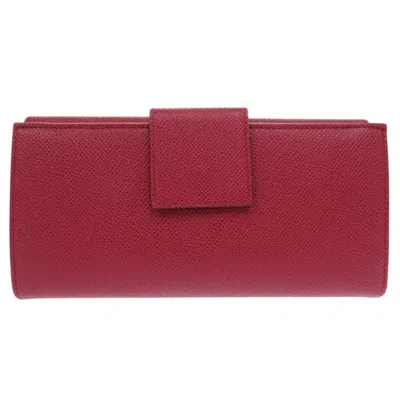 Pre-owned Bvlgari Silver Red Color Leather Long Wallet (bi-fold) ()