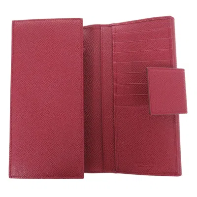 Pre-owned Bvlgari Silver Red Color Leather Long Wallet (bi-fold) ()