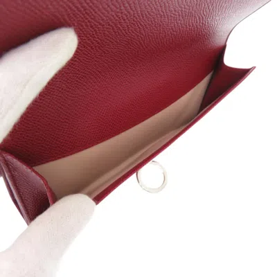 Pre-owned Bvlgari Silver Red Color Leather Long Wallet (bi-fold) ()