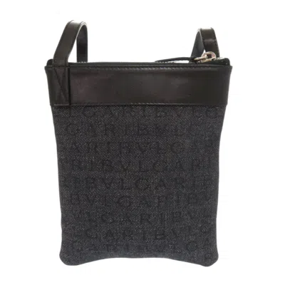 Pre-owned Bvlgari Navy Canvas Leather Pochette Shoulder Bag () In Blue