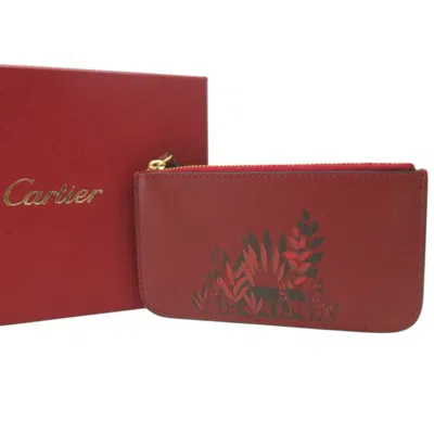 Pre-owned Cartier Bordeaux Leather Coin Purse/coin Case () In Burgundy
