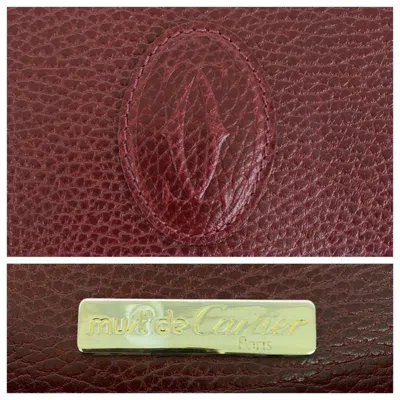 Pre-owned Cartier Bordeaux Wine Red Leather Shoulder Bag () In Burgundy