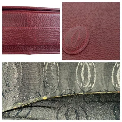 Pre-owned Cartier Bordeaux Wine Red Leather Shoulder Bag () In Burgundy