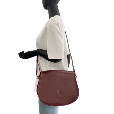 Pre-owned Cartier Bordeaux Wine Red Leather Shoulder Bag () In Burgundy