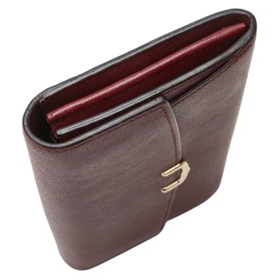 Pre-owned Cartier C De  Red Color Leather Long Wallet (bi-fold) ()