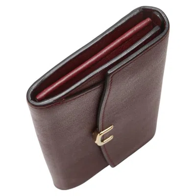 Pre-owned Cartier C De  Red Color Leather Long Wallet (bi-fold) ()