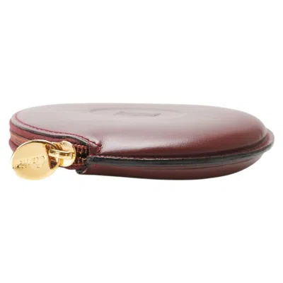 Pre-owned Cartier Must Bordeaux Wine Red Leather Coin Purse/coin Case () In Burgundy